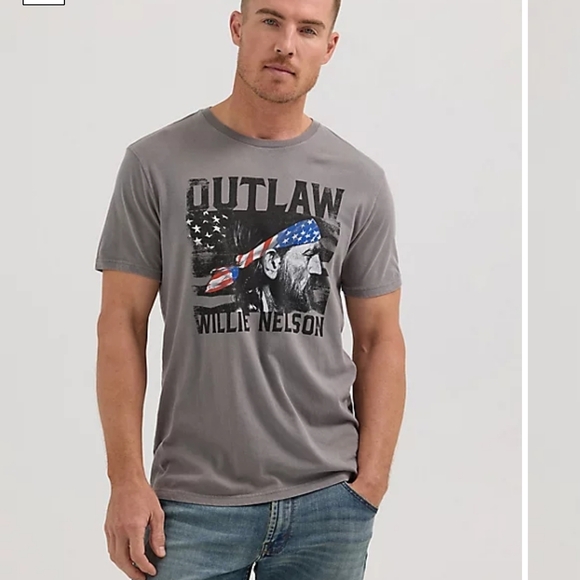 Wrangler Outlaw Willie Nelson Gray T-Shirt - Picture 1 of 2